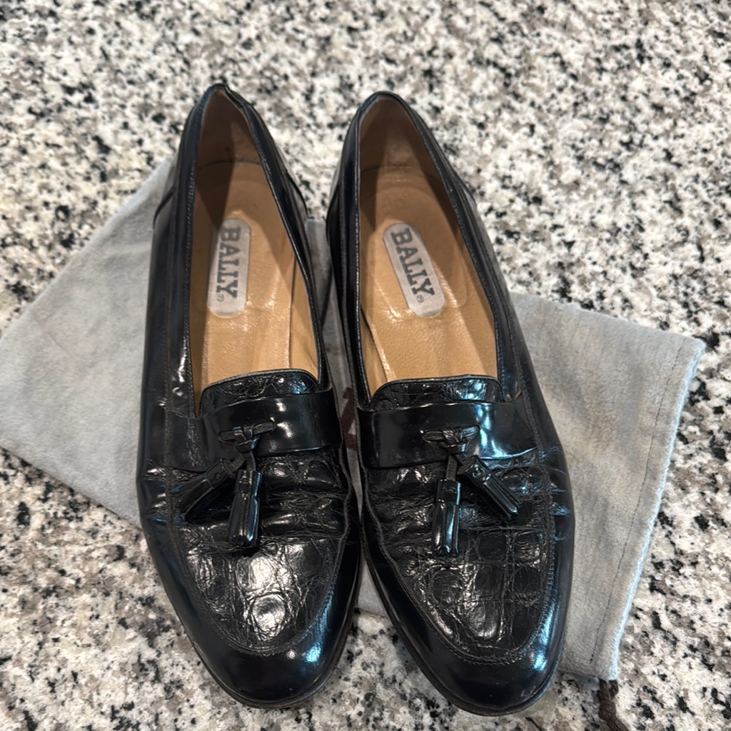 “Vintage Bally Tassel Loafers Croc-Embossed” Men’s Size 10 1/2